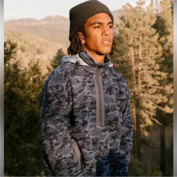 Outdoor Voices Primofleece 1/2 Zip Pullover Fleece Jacket Blue Cloud Camo XS - Picture 2 of 11